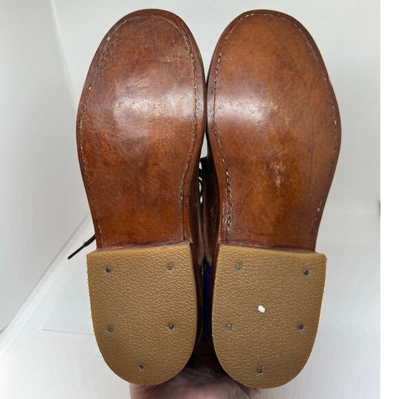 TEYSHA Custom Handmade Leather Tapestry Peace In The Streets Chelsea Boots 7.5 - Picture 4 of 6